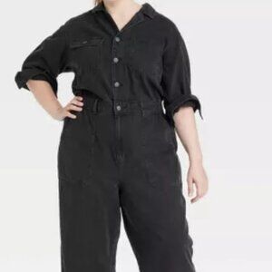 Women's Long Sleeve Utility Baggy Denim Jumpsuit - Universal Thread™